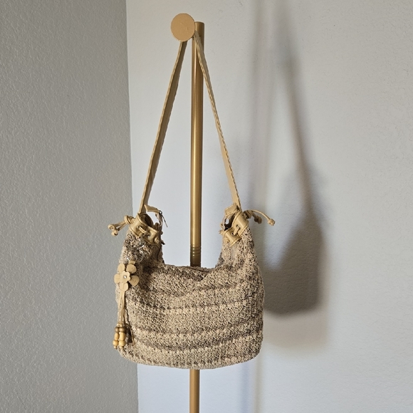 Handbags - Beige Woven Shoulder Bag